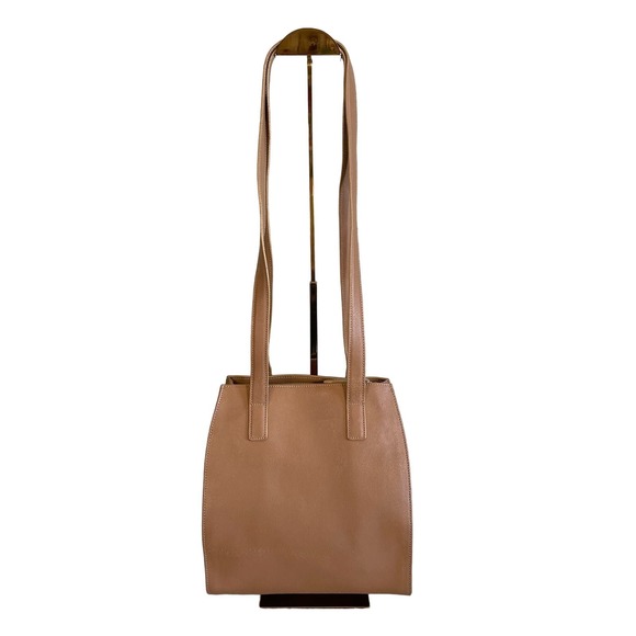 Vintage Luana Women's Brown Wide Open Top Zip Leather Tote Shoulder Bag - Picture 1 of 16